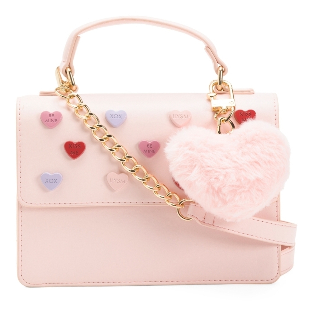💝▪️Betsey Johnson ▪️pink Candy  Heart Top Handle  Cross Body With Charm
